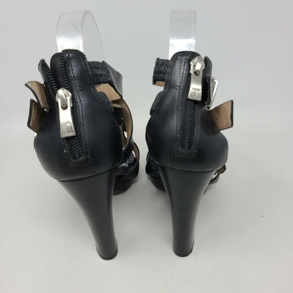 Pour La Victoire Platform Strappy Black Heels 8 M Woven Cage Sexy Pumps - Picture 4 of 8